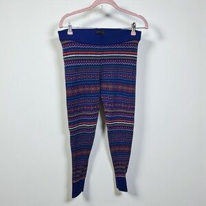 J.CREW 100% MERINO WOOL FAIR ISLE SWEATER LEGGINGS SIZE MEDIUM BLUE MULTICOLOR